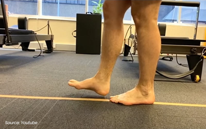 A person undergoing balance training exercises
