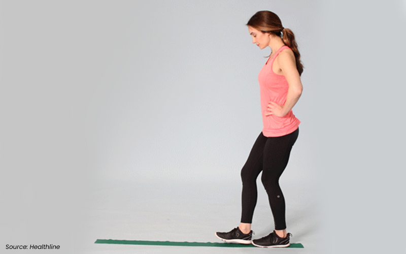 Woman walking in a straight line to improve coordination and posture.